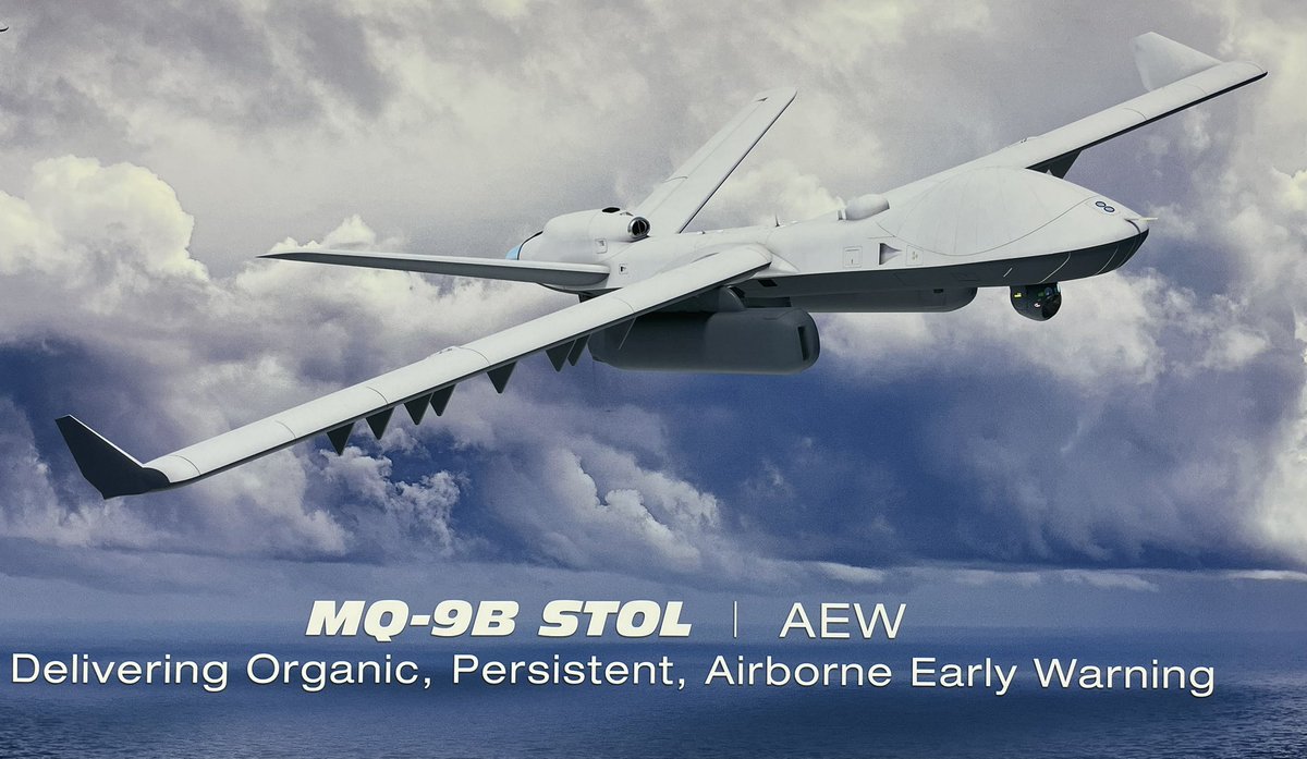Tony Osborne (@rotorfocus) on Twitter photo Possible taster of what an AEW-equipped <a href="/GenAtomics_ASI/">General Atomics Aeronautical Systems, Inc (GA-ASI)</a> MQ-9B might look like, big graphic here at #PAS2026 Possible taster of what an AEW-equipped <a href="/GenAtomics_ASI/">General Atomics Aeronautical Systems, Inc (GA-ASI)</a> MQ-9B might look like, big graphic here at #PAS2026