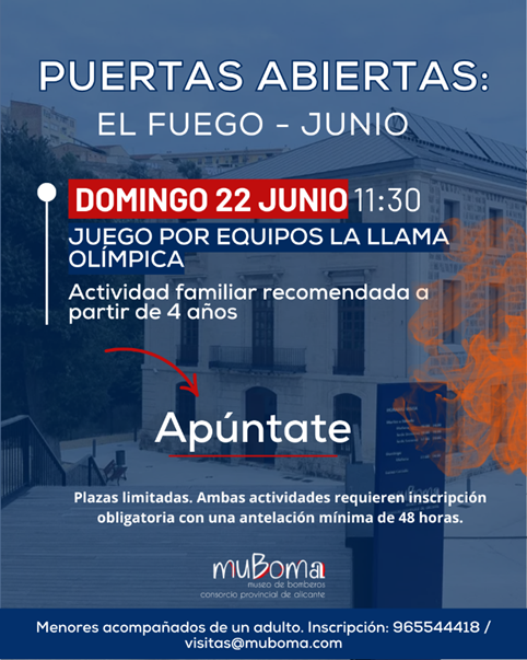 MUBOMA's tweet photo. 🔥 Juego por equipos: La llama olímpica
Domingo 22 de junio · 11:30 h
🏃♀️ Para toda la familia · Desde 4 años
📍Actividad gratuita
🎟️ Inscripción previa (mín. 48 h) 👨👩👧👦 Menores con adulto
📞 965544418 · ✉️ visitas@muboma.com
#MuBoma #JuegoEnFamilia #PuertasAbiertas https://t.co/SxapxKNJsw