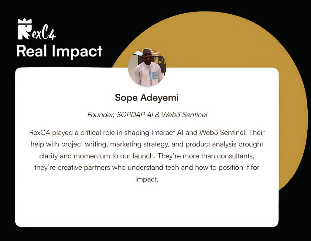 RexC4 Technologies (@rexc4_) on Twitter photo RexC4 is making real impacts, here is one of our testimonies from <a href="/sopdap/">Sopdap Technologies</a>
Request for our service today @ rexc4.com RexC4 is making real impacts, here is one of our testimonies from <a href="/sopdap/">Sopdap Technologies</a>
Request for our service today @ rexc4.com