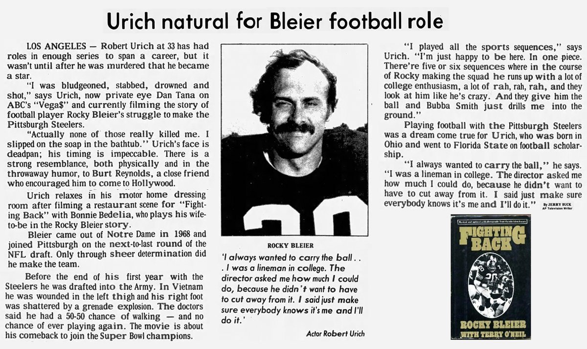 Gordon Dedman (@steeluk) on Twitter photo #OTD in #SteelersHistory 1980 the News-Press printed the story of Robert Urich playing our Rocky in the TV film of our Rocky's book "Fighting Back" which you can watch on youtube.com/watch?v=kAmMP3… #OTD in #SteelersHistory 1980 the News-Press printed the story of Robert Urich playing our Rocky in the TV film of our Rocky's book "Fighting Back" which you can watch on youtube.com/watch?v=kAmMP3…
