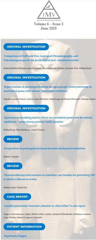 Volume 6 - Issue 2 June 2025 is now online
check it out
journalmechanicalventilation.com/2025-june-volu…