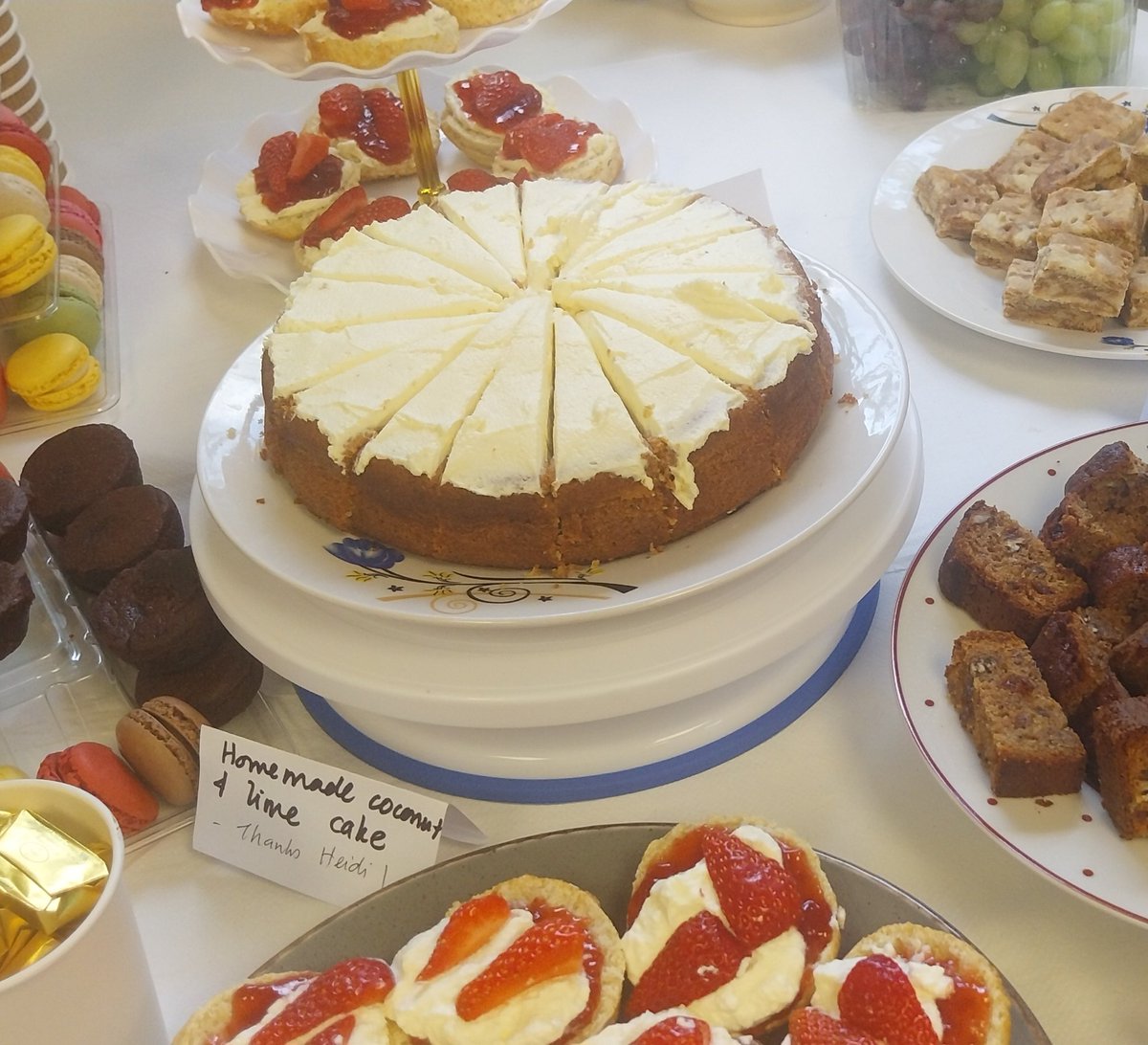 heidi_ed's tweet photo. We upped the ante again at #TeaAt3 this week.
We had scones (both Devon and Cornish style), macarons, 🥥 and lime 🎂,  jalapeño soda bread, coffee shortbread, brownies, and 🍉 
#MoreThanJustCake #BuildingCultureThroughRitual @RCollEM https://t.co/LUscTziKB6