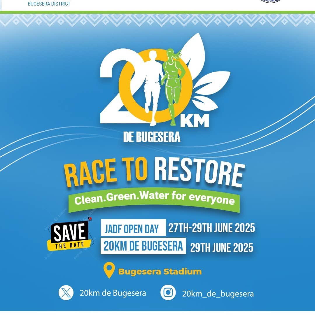 Minister of Food and Drinks🇷🇼 (@nyac_juru_jesse) on Twitter photo Get ready on 29th June 2025 <a href="/20km_debugesera/">20KM de Bugesera</a> yabateguriye irushanwa ryiswe “20 KM DE BUGESERA- RACE TO RESTORE” ku bufatanye na <a href="/JBugesera/">JADF Bugesera</a> ndetse na <a href="/MarketingTouch_/">Marketing.Touch</a> aho rizahera rigasorezwa kuri stade ya <a href="/BugeseraDistr/">Bugesera District</a>
Ibyiciro bigize iryo siganwa n ibi bikurikira:
20KM: Get ready on 29th June 2025 <a href="/20km_debugesera/">20KM de Bugesera</a> yabateguriye irushanwa ryiswe “20 KM DE BUGESERA- RACE TO RESTORE” ku bufatanye na <a href="/JBugesera/">JADF Bugesera</a> ndetse na <a href="/MarketingTouch_/">Marketing.Touch</a> aho rizahera rigasorezwa kuri stade ya <a href="/BugeseraDistr/">Bugesera District</a>
Ibyiciro bigize iryo siganwa n ibi bikurikira:
20KM: