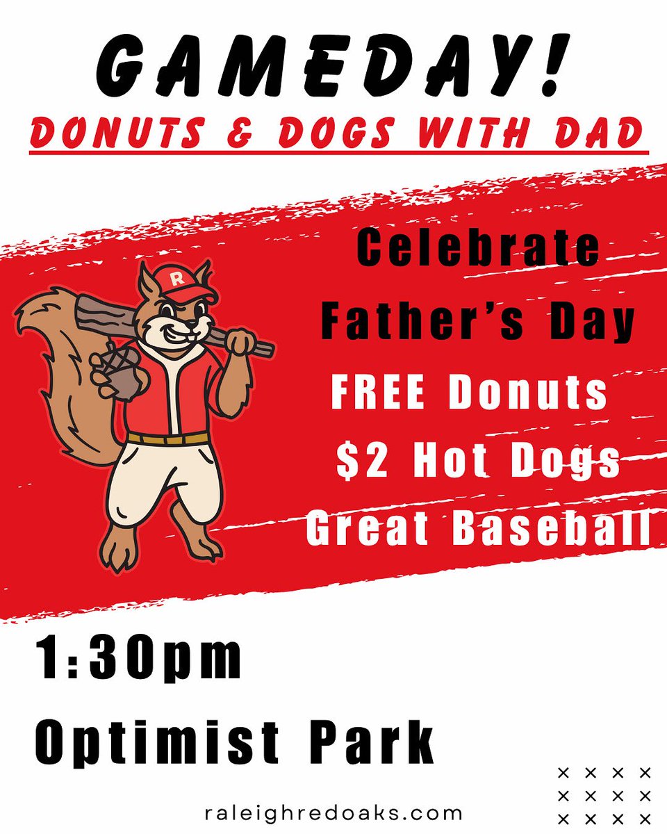 It’s Father’s Day, and we’ve got the perfect way to celebrate: Baseball. Donuts. Hot dogs. In that order.

Bring Dad out to Optimist Park for Donuts &amp; Dogs Day — a 1:30PM first pitch, free donuts (while they last), hot dogs on deck, and the kind of afternoon he actually wants.
