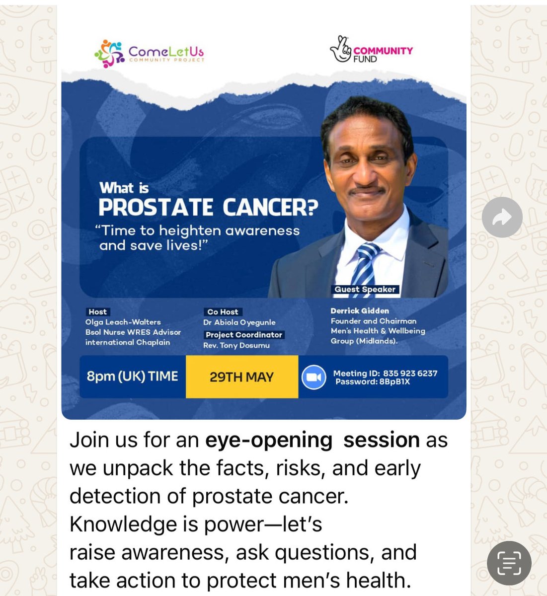 I recently hosted this important community conversation with Derrick Gidden and Michael Lewis to raise awareness about #prostate #cancer, especially among Black men who face double the risk. Early #detection saves lives. Let’s keep the conversation going.  #ComeletusCommnityProj