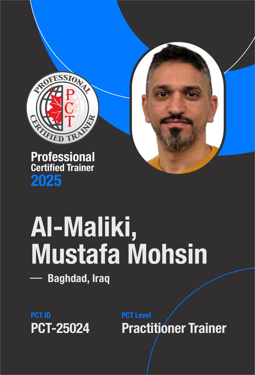 cglobalc's tweet photo. PCT welcomes the Professional Certified Trainer Mr. Mustafa Al-Maliki to our international team of trainers.

#Congratulations #training #business #trendingpost #trend #fyp #explore #viralpost #instagood #tot #Businessman #businesswoman #trainer https://t.co/FcjlIZQgZI