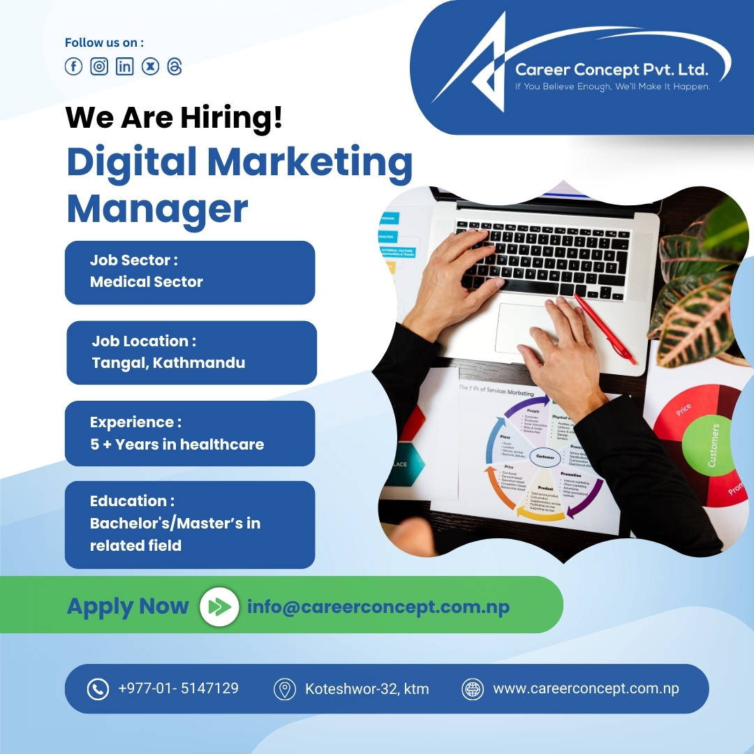 career_concept_'s tweet image. Send your CV/Resume to info@careerconcept.com.np
#ContentPlanner #ContentStrategy #SocialMediaContent #MarketingStrategy #OperationsManager #BusinessOperations #OperationsStrategy #DigitalMarketingJobs #MarketingExpert #OnlineMarketing #GoogleAds #MetaAds #MarketingStrategy #PPC