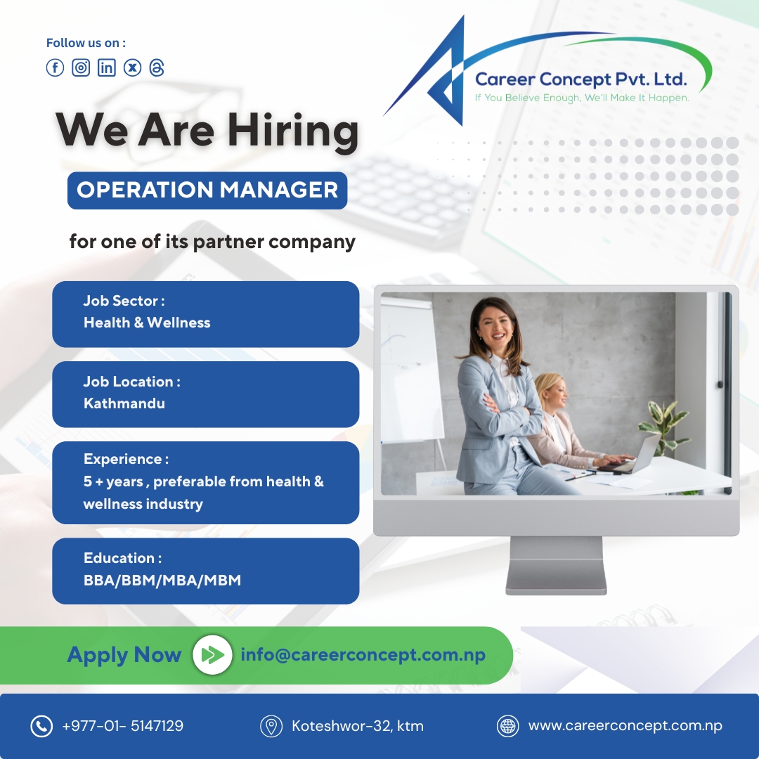 career_concept_'s tweet image. Send your CV/Resume to info@careerconcept.com.np
#ContentPlanner #ContentStrategy #SocialMediaContent #MarketingStrategy #OperationsManager #BusinessOperations #OperationsStrategy #DigitalMarketingJobs #MarketingExpert #OnlineMarketing #GoogleAds #MetaAds #MarketingStrategy #PPC