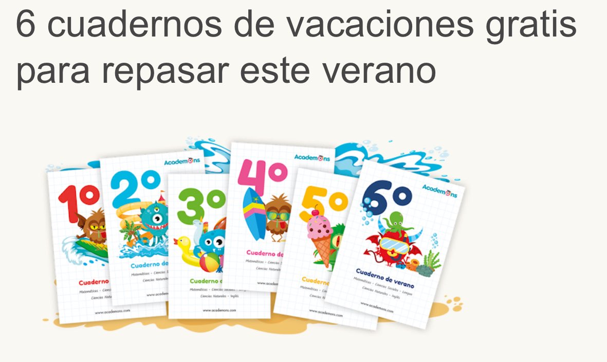 6 cuadernos de vacaciones gratis para repasar este verano. 👉 ayudaparamaestros.com/2021/06/6-cuad…