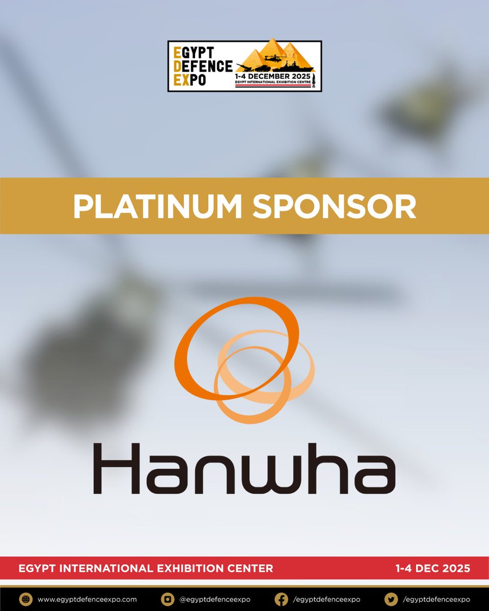 We are glad to welcome Hanwha as a Platinum Sponsor for #EDEX2025 — the region’s leading defense exhibition.   

Interested in exhibiting or sponsorship? Enquire today: zurl.co/QKuwU 

#Hanwha #EDEX2025