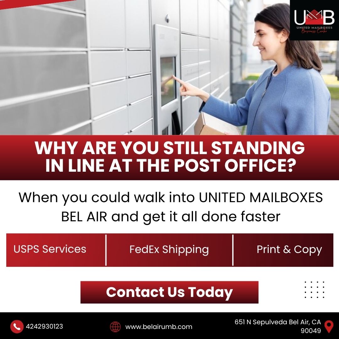 u_mailboxebel's tweet image. Skip the long lines and get everything done in minutes! 📦✉️ From FedEx to USPS, printing to copying – we’ve got it covered so you don’t have to stress.
📞 424-293-0123
🌐belairumb.com

#MailboxServices #BelAirMailCenter #FedExDropOff #USPSNearMe #PrintCopyShip