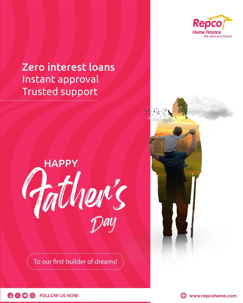 RepcoHome's tweet image. From fixing leaky roofs to holding us together—he’s always been home. Happy Father’s Day to our first builder, protector, and guide.  #RepcoHome #HomeFinance #repco #loan #dadknows #happyfathersday #realsuperhero