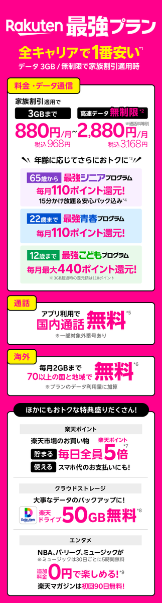 friends_japan_1's tweet photo. #楽天モバイル #紹介キャンペーン

新規契約で【6,000ポイント】🎁
MNPなら【13,000ポイント】🎁

✅月々980円😀から
✅2,980円でネットも電話も使い放題👍
✅メールアドレス📩引継ぎ可能

🔻紹介ページ🔻
https://t.co/sp1u6DcdrP https://t.co/4XvrlpdD5q
