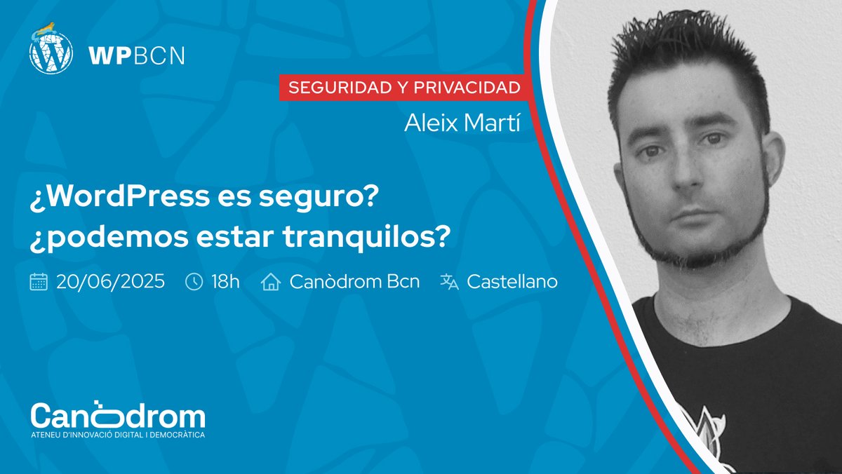 ¿Es WordPress es realmente seguro? Analizaremos las amenazas más comunes, aplicaremos buenas prácticas de seguridad y veremos, mediante pruebas controladas, cómo se puede vulnerar una instalación mal configurada y cómo protegerla. meetup.com/wordpressbcn/e…