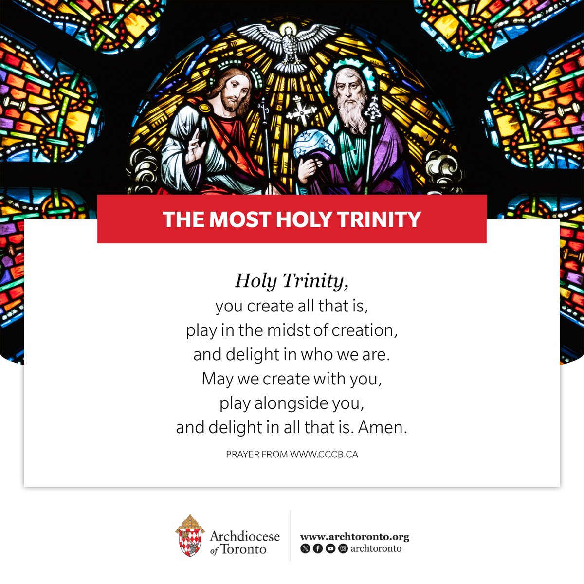 #HolyTrinity, you create all that is, play in the midst of creation, and delight in who we are. May we create with you, play alongside you, and delight in all that is. Amen. <a href="/CCCB_CECC/">CCCB</a>