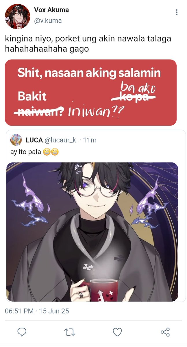 luvvrites's tweet photo. shit, nasan aking salamin??

#shuca / #mafiyami
#ikeakuma https://t.co/pNNJNEZtYt