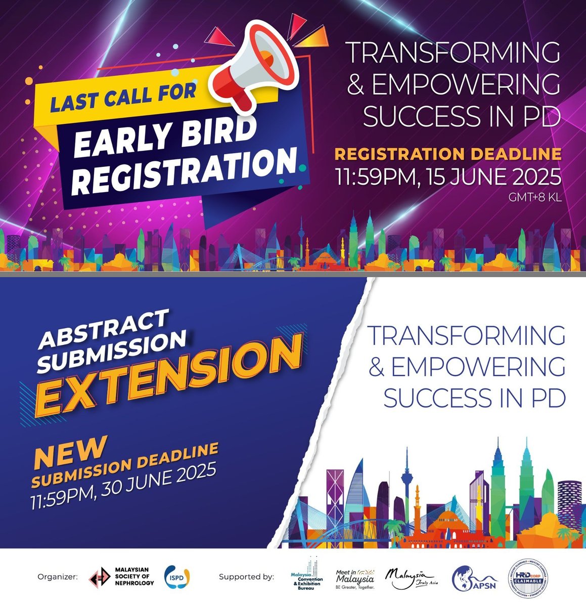 ISPD APCM25 Kuala Lumpur

Please note all relevant deadlines:

𝐓𝐨𝐝𝐚𝐲! Early Bird Registration: June 15th
Abstract Submission: June 30th 𝐸𝑥𝑡𝑒𝑛𝑑𝑒𝑑
Abstract Acceptance: July 28th
Registration for abstract presenters: August 8th

More info: ispdkl2025.com