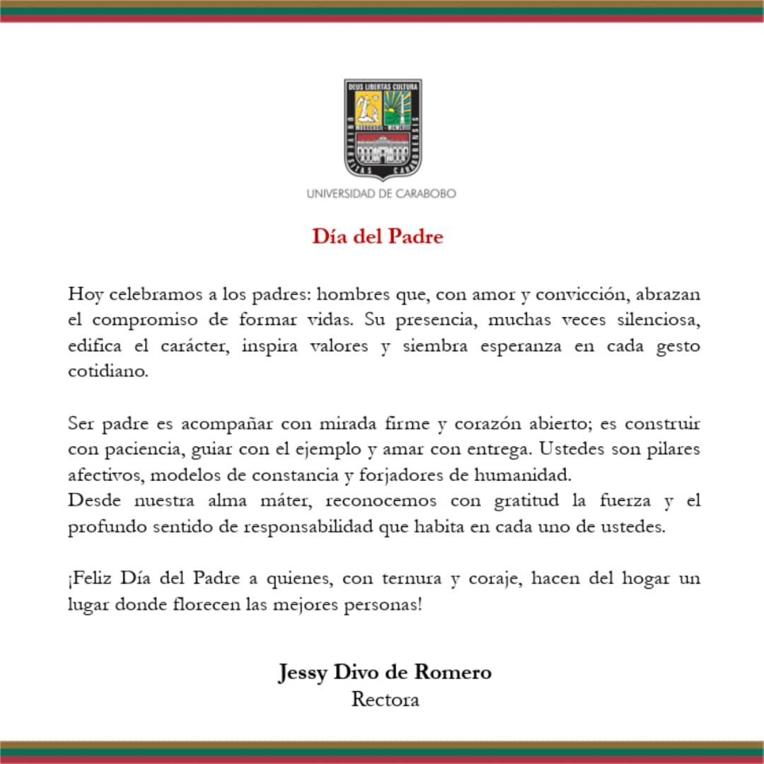 Feliz Dia del Padre a quienes hacen del hogar, un lugar para formar a las mejores personas, con ternura, firmeza y amor con entrega