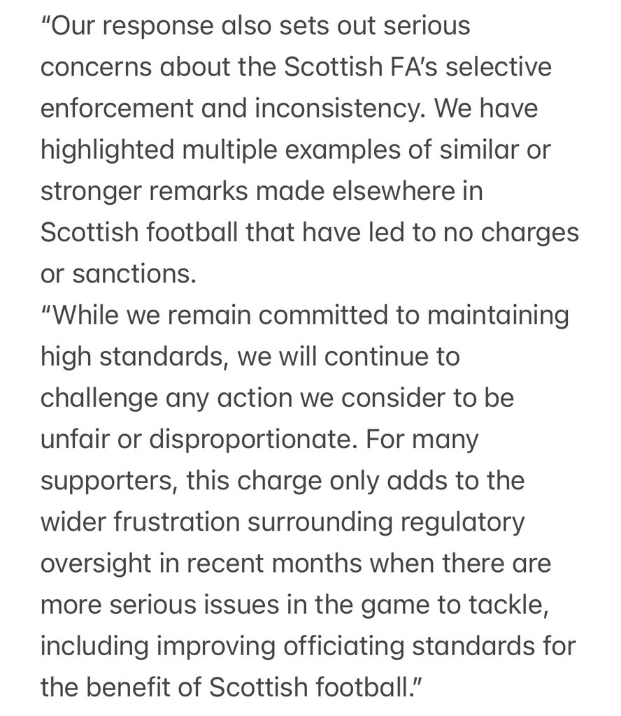 A statement to <a href="/RangersReview55/">The Rangers Review</a> regarding a Scottish FA Notice of Complaint following comments made by John Brown during the Hibernian v Rangers fixture at Easter Road.