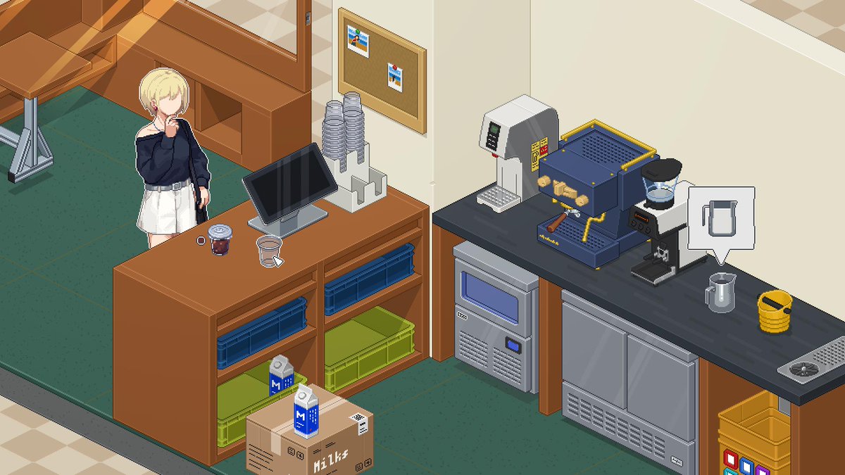 DogHockGames's tweet photo. ☕【新作ゲーム情報】☕
ついに『Become Barista』のSteamストアページが公開されました！なんと宣伝なしの3日間で600ものウィッシュリスト登録を達成！これは皆さんの期待の表れだと感激しています✨

今すぐウィッシュリストへ追加🔗
https://t.co/pZo0wSHGpb

#インディーゲーム #Steam新作 https://t.co/oor7gypdZ5