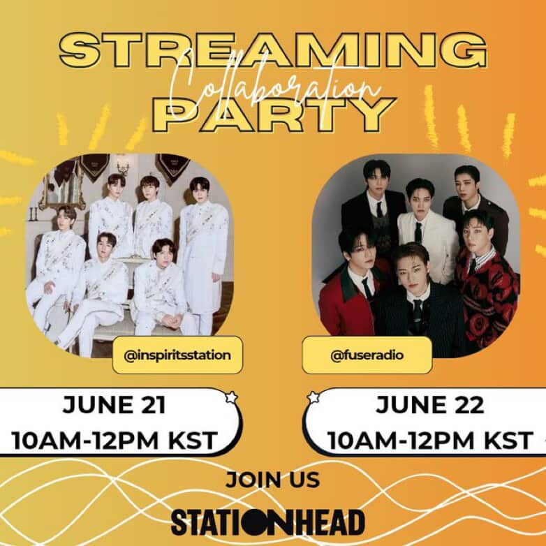 InspiritStation's tweet photo. 📢#INFINITE x #ONF
In collaboration with @FuseRadio_ we're hosting a streaming party over at @STATIONHEAD
See you!

🗓️6/21, 10AM - 12PM KST
📻https://t.co/59EYodPxCd

🗓️6/22, 10AM - 12PM KST
📻https://t.co/18YCwyYC5m

Don't miss it!
#인피니트 #INSPIRIT
#온앤오프 #FUSE https://t.co/x3EKycJkvC