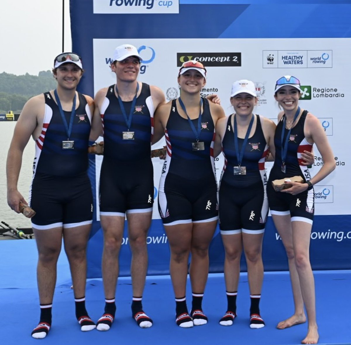 usrowing's tweet photo. 🥈 Silver secured! Our PR3 Mixed 4+ brought the heat and landed on the podium at World Cup Varese. Big effort, big result. 💪🌍

Congrats!
C. Emelie Eldracher 
4. Ben Washburne
3. Max Allemeier
2. Annabelle Miller
1. Sarah Menefee https://t.co/R0CEYJLnr8