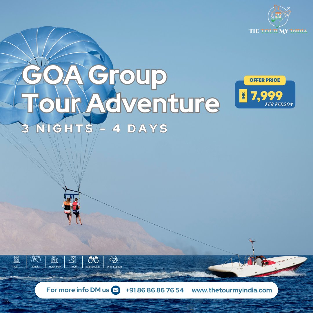 TheTourMyIndia's tweet image. GOA GROUP ADVENTURE TOUR

⏰️Duration: 3-night 4-days 
(min: 04 👨‍👩‍👧‍👧Person)

#goatrip #goabeach #watersports #watersportsfun #scuba #scubadiving #scubalife #jetski #paragliding #bananaboat #parasailing #speedboat #goaplan #beachparty