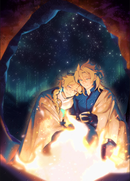 my zine piece for <a href="/teyvat_travelog/">Teyvat Travelogue 🧭 Leftovers Available Now!</a>~
#albether date ♥️