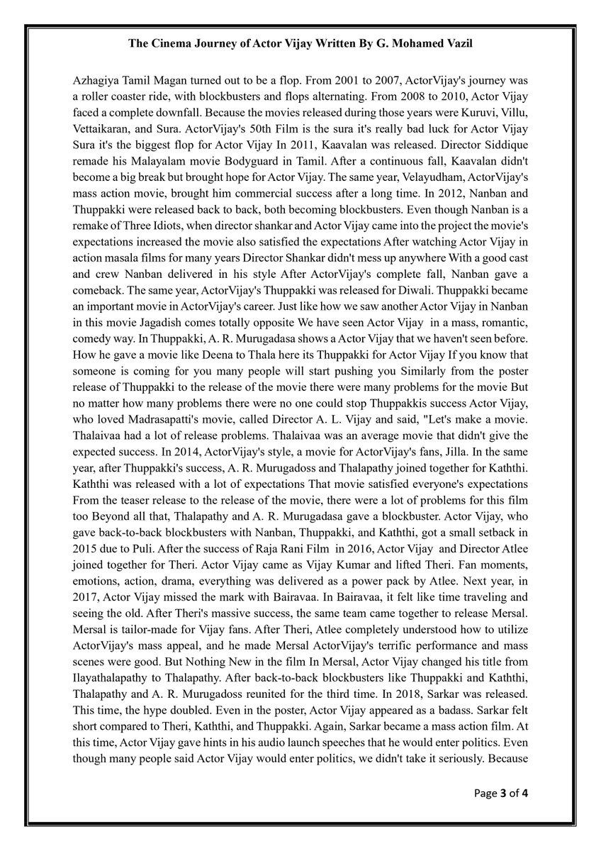 actorvijay_com's tweet photo. Happy Birthday to #ActorVijay
From his early days to becoming a box office king, here's a detailed look at his cinema journey.
Written by : G. Mohamed Vazil 
Swipe through the 4 pages below https://t.co/lPCTxWqwQA