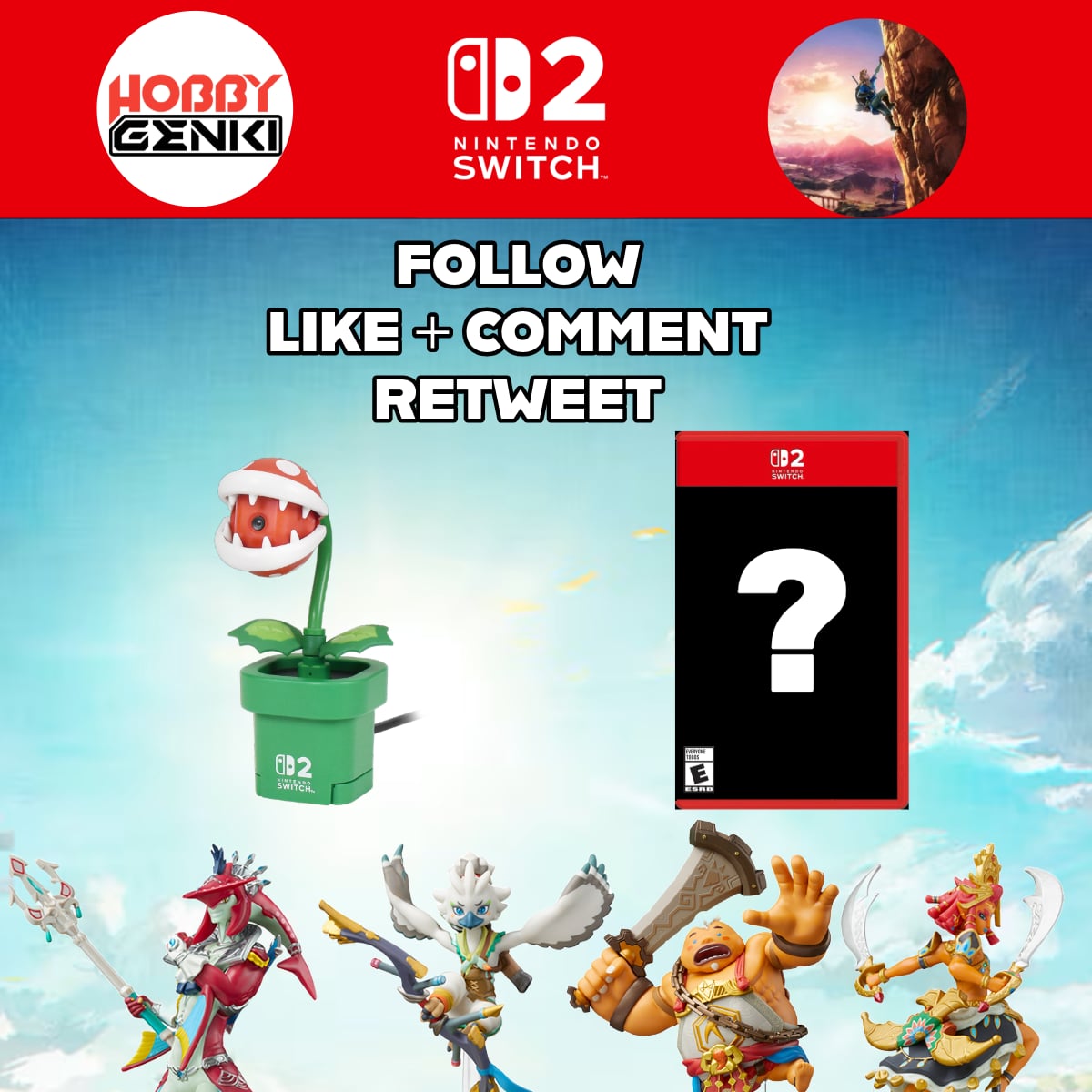 I'm partnering with <a href="/HobbyGenki/">Hobby-Genki</a> to give away one Switch 2 launch game of your choice (Japan Physical Version)!

Options: BOTW, TOTK, Cyberpunk, Yakuza 0, Bravely Default, SF 6

✅Like/RT/Follow: <a href="/Stealth40k/">Stealth</a> &amp; <a href="/HobbyGenki/">Hobby-Genki</a>
✅Comment: What game do you want?
✅Ends: Friday (6/20)