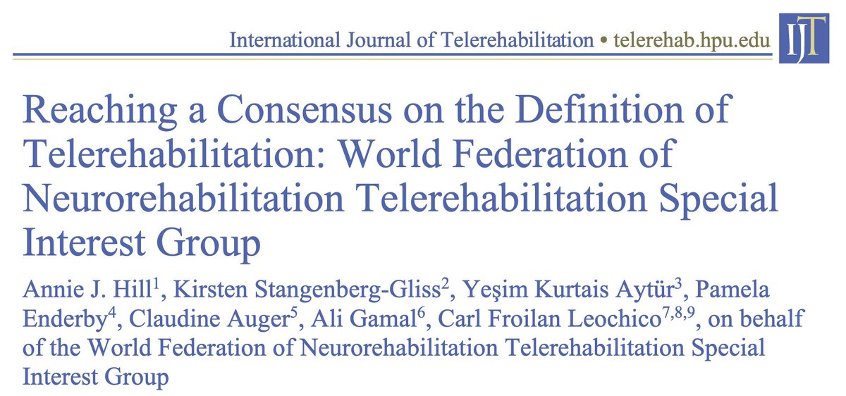 Carl Froilan D. Leochico (@cfdleochico) on Twitter photo Hot off the press--the definition of #telerehabilitation according to consensus by the <a href="/WFNRehab/">WFNR</a> Telerehab SIG. We provided here 3 distinct versions: full, abbreviated, and lay, which you could freely use according to the purpose of your respective telerehab endeavors.<a href="/YoungWFNR/">Young World Federation for Neurorehabilitation</a> Hot off the press--the definition of #telerehabilitation according to consensus by the <a href="/WFNRehab/">WFNR</a> Telerehab SIG. We provided here 3 distinct versions: full, abbreviated, and lay, which you could freely use according to the purpose of your respective telerehab endeavors.<a href="/YoungWFNR/">Young World Federation for Neurorehabilitation</a>
