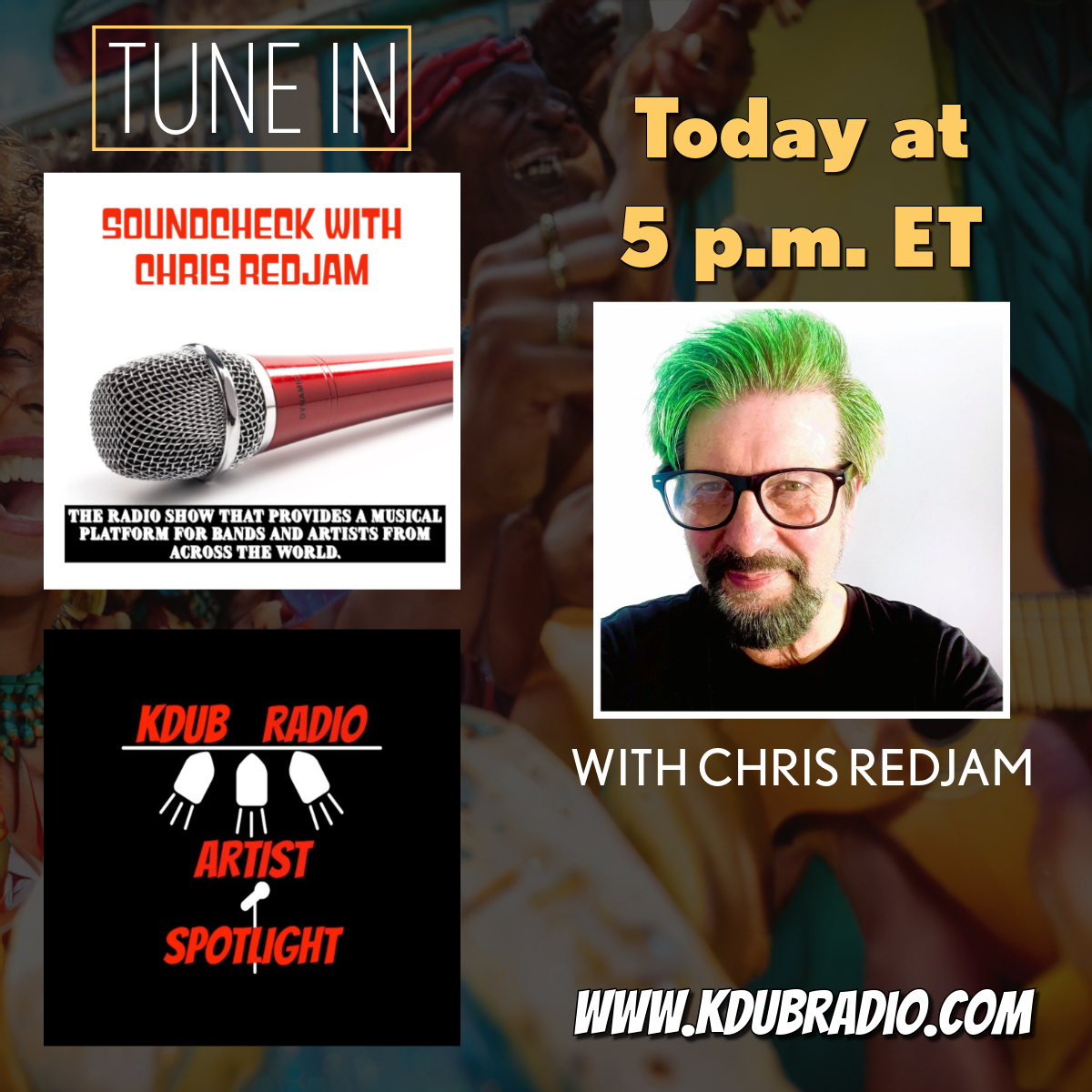 Join us at 5 p.m. ET for SoundCheck with your host, Chris Redjam. You can catch it on KDUB Radio's Artist Spotlight, the extension of KDUB Radio.

kdubradio.com/artist-spotlig…

<a href="/chrisredjam/">Chris Redjam</a> <a href="/BDub1199/">B-Dub</a>
