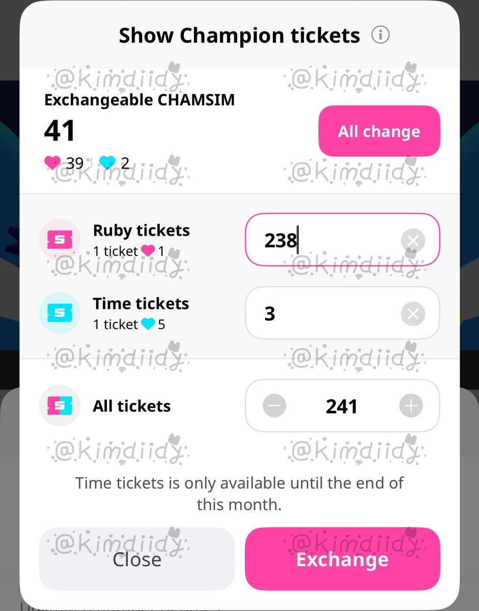Idolchamp ปิดโหวตพรุ่งนี้ 16/06 12.59 น. ใครที่มีจำนวนใจเยอะแล้วจะแลกตั๋วโหวตอย่าแลกทั้งหมดทีเดียวนะคะ ให้เข้าไปดูว่าใช้กี่ใจถึงเลเวลจะอัพแล้วค่อยแลกตามจำนวนใจ เราจะได้หมุนวงล้อเพิ่มทุกๆ การอัพเลเวลค่ะ

#โหวตโดยอง  #votefordoyoung
