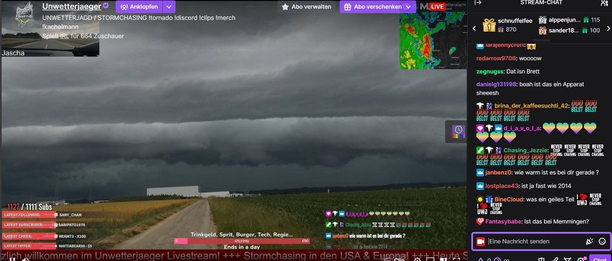 Unwetterjaeger (@unwetterjager) on Twitter photo WOW! Memmingen OBACHT!
Fette Shelfcloud LIVE im Stream!
LIVE auf Youtube und Twitch! Schaut doch gerne mal vorbei im Livestream✌️📷#Gewitter #Unwetter <a href="/Kachelmannwettr/">Kachelmannwetter</a> <a href="/Kachelmann/">Jörg @kachelmann anderswo: @realkachelmann</a>
<a href="/Fabian_Ruhnau/">Fabian Ruhnau</a>
<a href="/DWD_presse/">DWD</a> WOW! Memmingen OBACHT!
Fette Shelfcloud LIVE im Stream!
LIVE auf Youtube und Twitch! Schaut doch gerne mal vorbei im Livestream✌️📷#Gewitter #Unwetter <a href="/Kachelmannwettr/">Kachelmannwetter</a> <a href="/Kachelmann/">Jörg @kachelmann anderswo: @realkachelmann</a>
<a href="/Fabian_Ruhnau/">Fabian Ruhnau</a>
<a href="/DWD_presse/">DWD</a>
