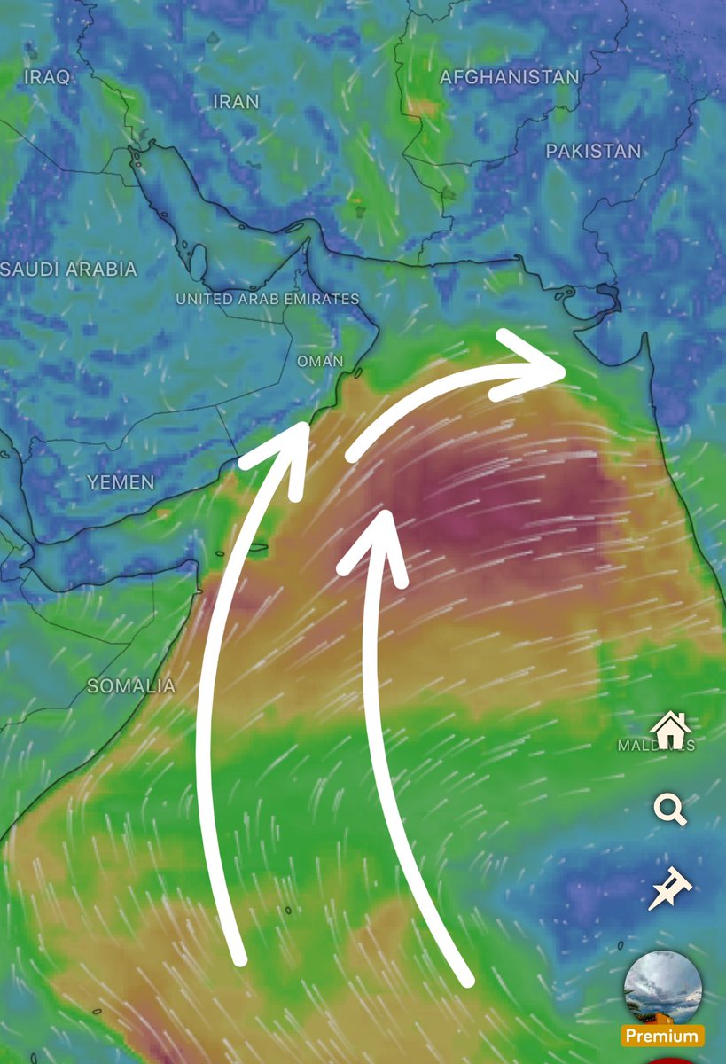 نلاحظ هذا الاسبوع تقدم الرياح الموسمية تساهم بتلطيف الاجواء على الشريط الساحلي من #بحر_العرب ،كذلك بداية نشاط سحب الخريف على محافظة ظفار ستزداد خلال الايام المقبلة مع تساقط الرذاذ 🌧️ .