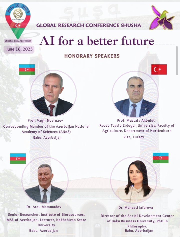 İşgalden kurtulan Türk toprağı Şuşa Karabağ'da Yapay Zeka konferansında "Tarım ve Gıdada Yapay Zeka" konusunda davetli konuşmacı olarak sunum yapacağım. Hayırlı olsun 🇹🇷🇦🇿