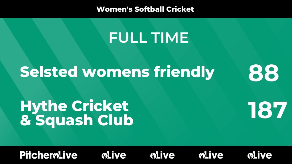 FULL TIME: Selsted womens friendly 88 - 187 Hythe Cricket &amp; Squash Club
#SELHYT #Pitchero
hythecsc.com/teams/279844/m…
