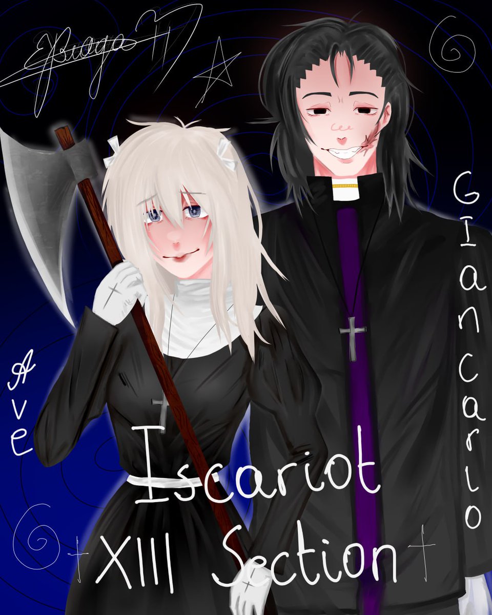 VBulda31389's tweet image. Art for @OberSeptima_07 
#hellsing #oc #artistonTwitter #fanart #Ave #Giancarlo 
B*tches love axe