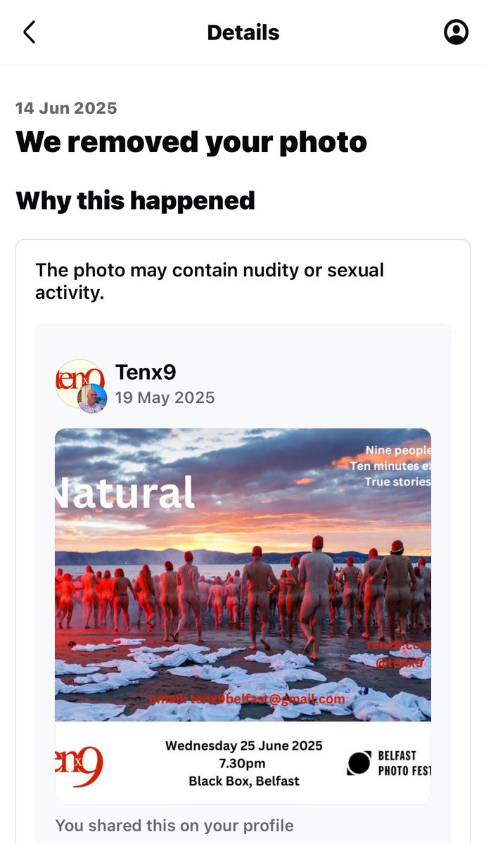 How prudish is F*cebook? This prudish… a few bums &amp; they’re clutching their pearls, collapsing onto the chaise longue! It’s wholesome, cuddly tenx9 ffs… 🤣🤣#facebook #nude #bum