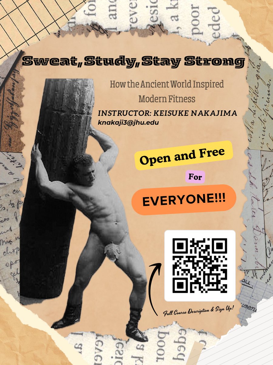 Hello! I am teaching a free, asynchronous, online class this summer that is open for EVERYONE! We will discuss the relationship between the ancient world and our idea of fitness, beauty, and health. Please share!!!