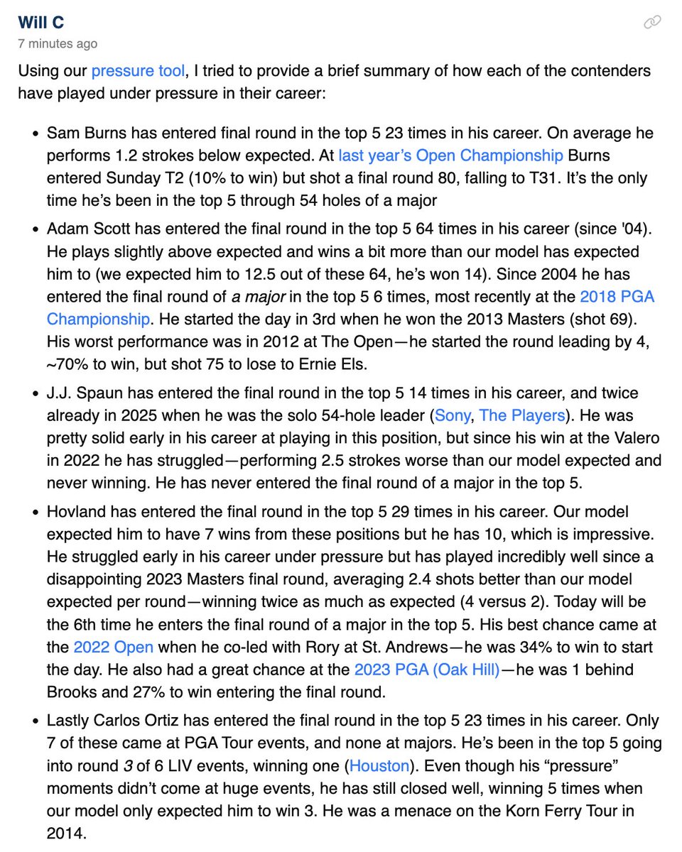 From the live blog, notes on how each of the top 5 have played under pressure in their careers: