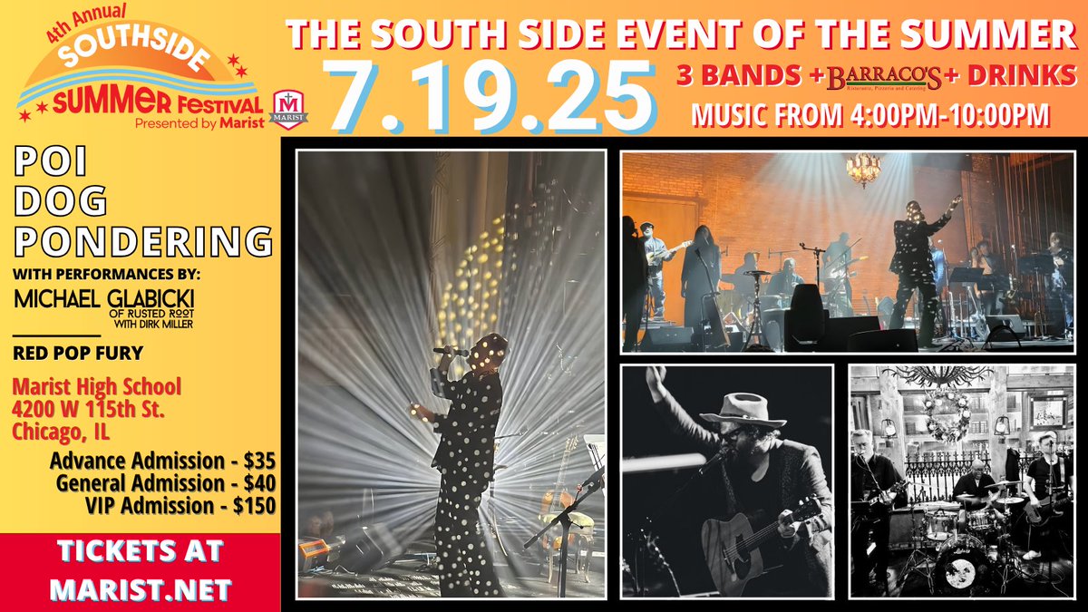 Our 4th Annual Southside Summer Festival is around the corner! Don't pass up the chance to see Poi Dog Pondering's only show of the summer, as well as performances by Michael Glabicki of Rusted Root with Dirk Miller, and Red Pop Fury. 

Tix on sale NOW: marist.net/southside-summ…