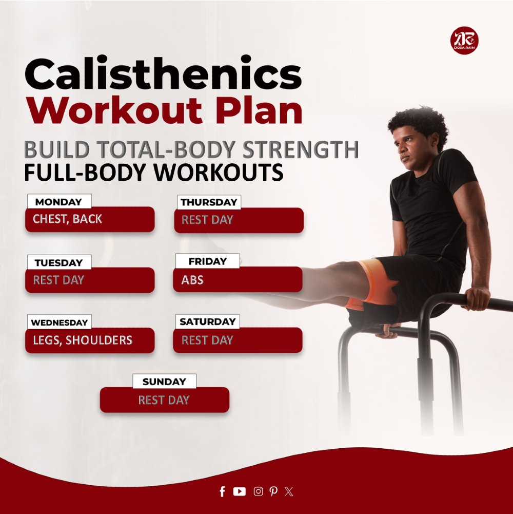 DOXARAIM's tweet image. CALISTHENICS WORKOUT PLAN | FULL BODY WORKOUTS | BUILD TOTAL-BODY STRENGTH

THE BODY IS A TEMPLE OF THE HOLY SPIRIT

#CALISTHENICSWORKOUT
#WEEKLYROUTINE
#BendArmStand
#MuscleUps
#StraddlePlanche
#HumanFlag
#FrontLever
#DOXARAIM
#PUTONCHRIST
#PUTONGLORY