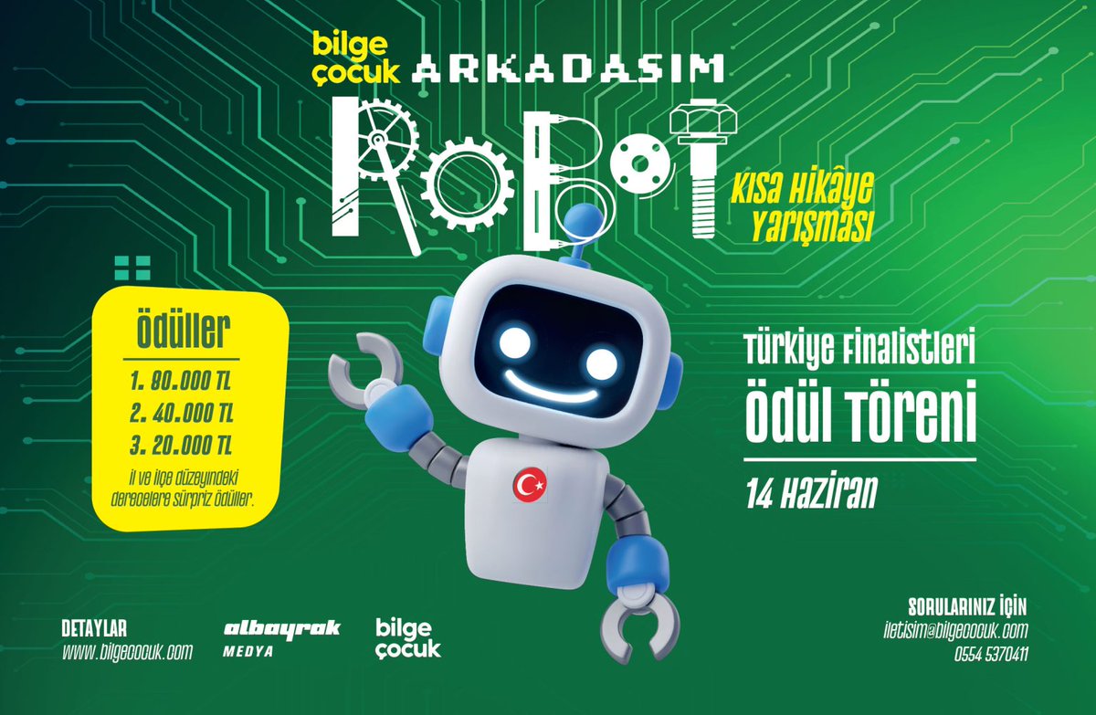 Öğrencimiz Ahmet Buğra KARAMAN, Türkiye İkincisi Oldu.

Millî Eğitim Bakanlığı ve Albayrak Medya iş birliğinde üçüncü düzenlenen "Bilge Çocuk Arkadaşım Robot Kısa Hikâye Yarışmasında", Alaplı Merkez Ortaokulu 7. sınıf öğrencisi Ahmet Buğra KARAMAN, büyük bir başarıya imza atarak