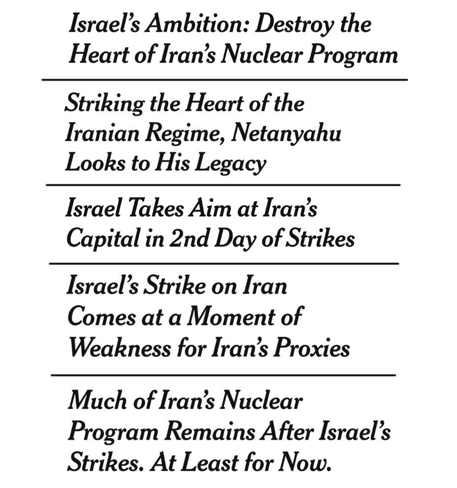 AssalRad's tweet image. NYT when 🇮🇱 attacks vs when 🇮🇷 retaliates