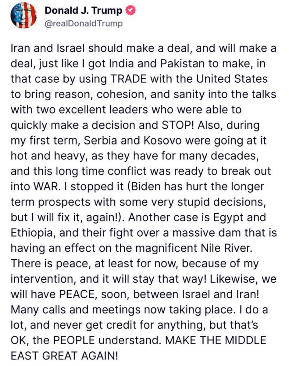 Facing immense pressure to strike Iran, President Trump proves he is a force for PEACE not WAR.