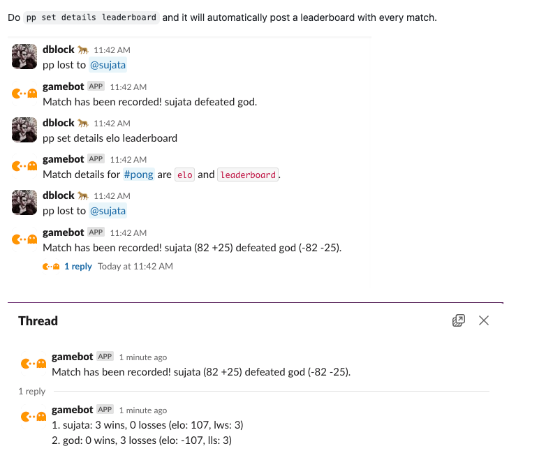 playplayio's tweet photo. Couple small features in the leaderboard bot: show elo changes and an automatic leaderboard in a thread.

https://t.co/vFIRhhr3hP https://t.co/sArGg4zReW