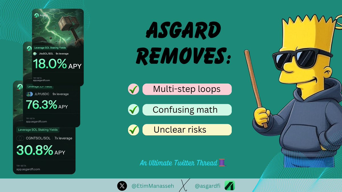 EtimManasseh's tweet photo. So why aren’t more people doing this?
Because DeFi still feels intimidating.
@asgardfi removes:
✅ Multi-step loops
✅ Confusing math
✅ Unclear risks
Yield trading is no longer just for power users.
It’s for you.
#DeFi #YieldTrading https://t.co/tNOFIaxcl7