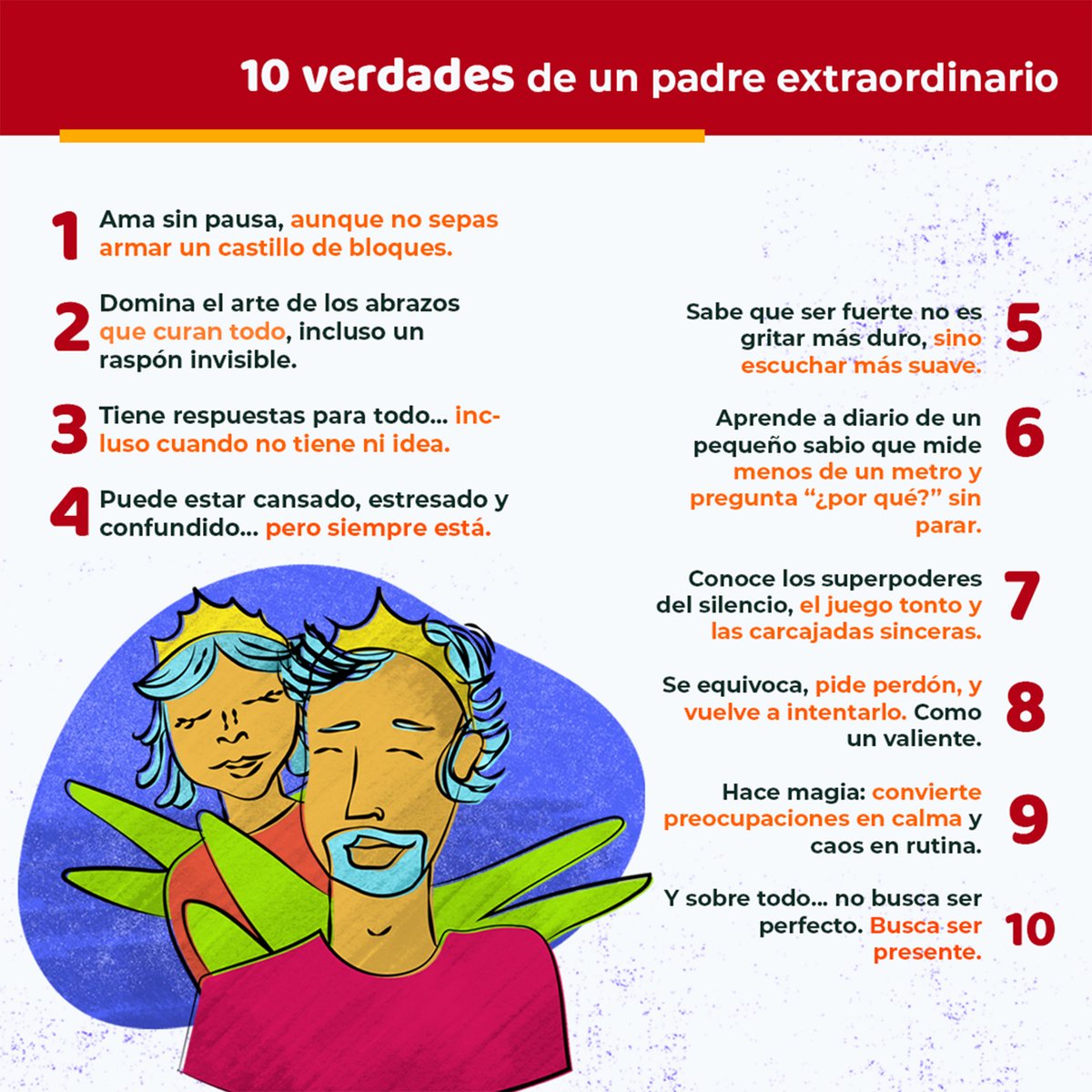 Ser papá no es tener todas las respuestas.
Es estar, aprender y amar sin condiciones.
🌍 Estas son las 10 Verdades Universales de un Padre Extraordinario 👇
#DíaDelPadre #PapáReal #PapáExtraordinario