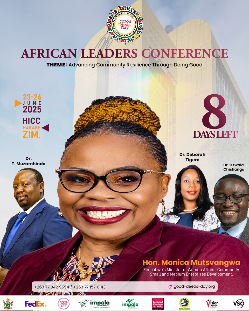 The countdown continues: 8 days to go; Important reminder to leaders: register now through our contact details on the ad or message us ASAP. P.S: Please note that we don't have authorized agents collecting payments online or outside our offices.

#gooddeedsday #GoodDeedsDay2025